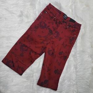 Floral Red Jeans